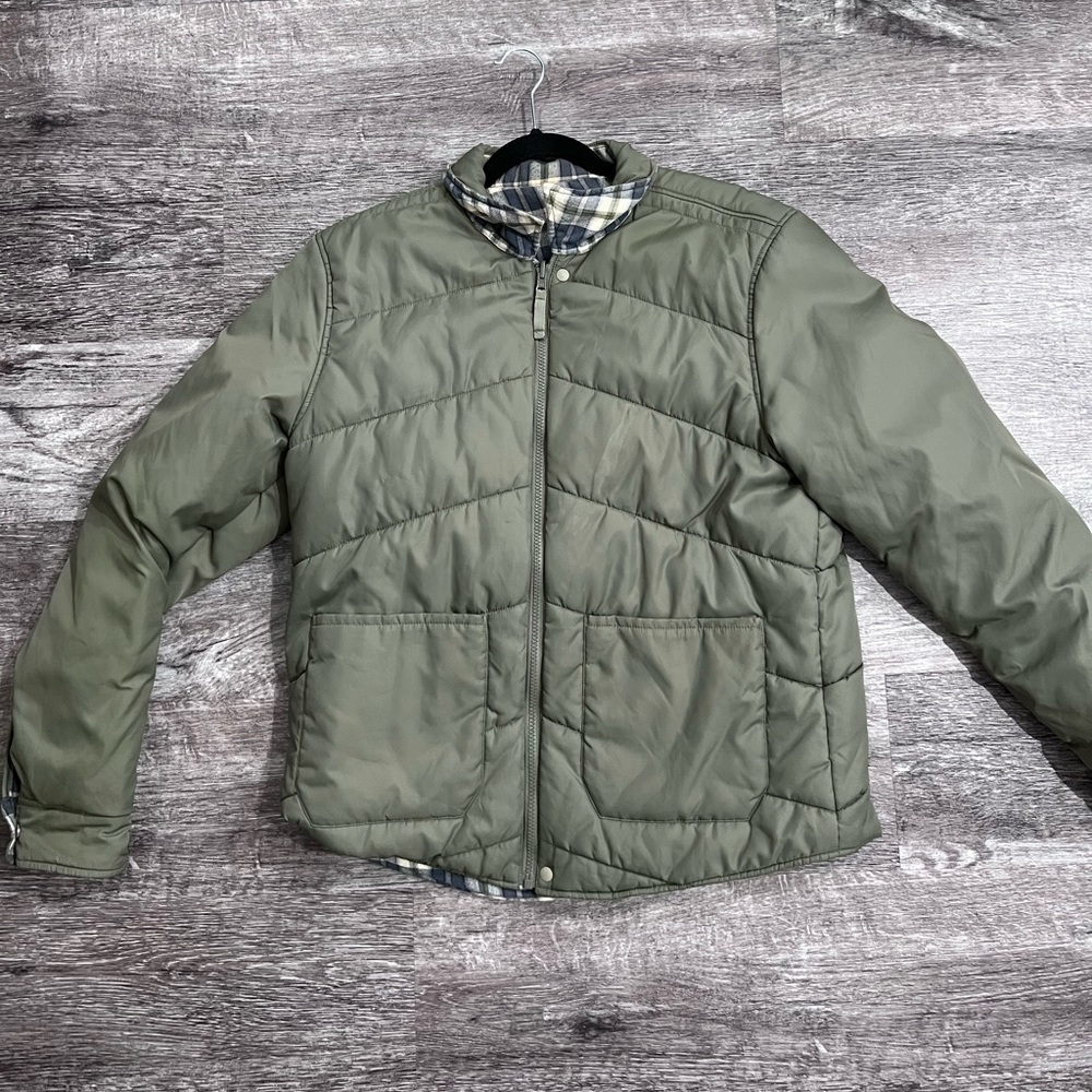 Outerknown Olive Green Reversible Puffer Jacket